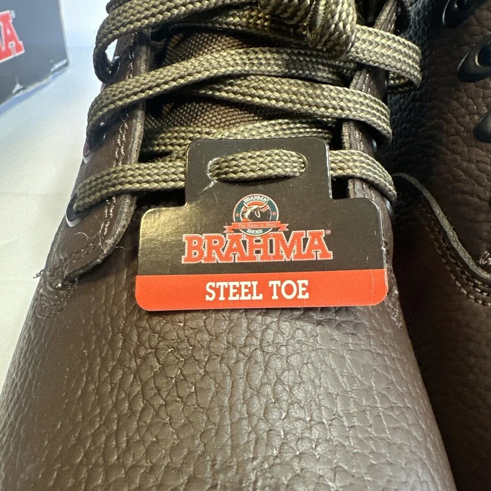 Brahma Steel Toe Boots Size 7 Men's Leather Waterproof Lined Comfort Brown NEW